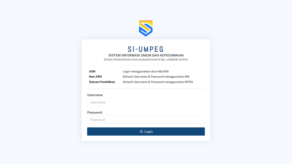Halaman Login SI-UMPEG