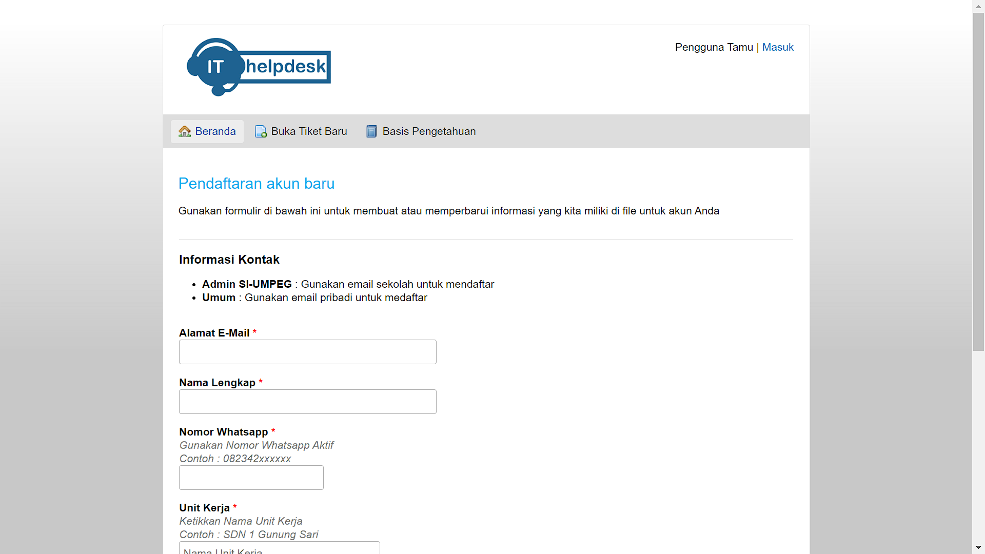 Membuat Akun Helpdesk SI-UMPEG